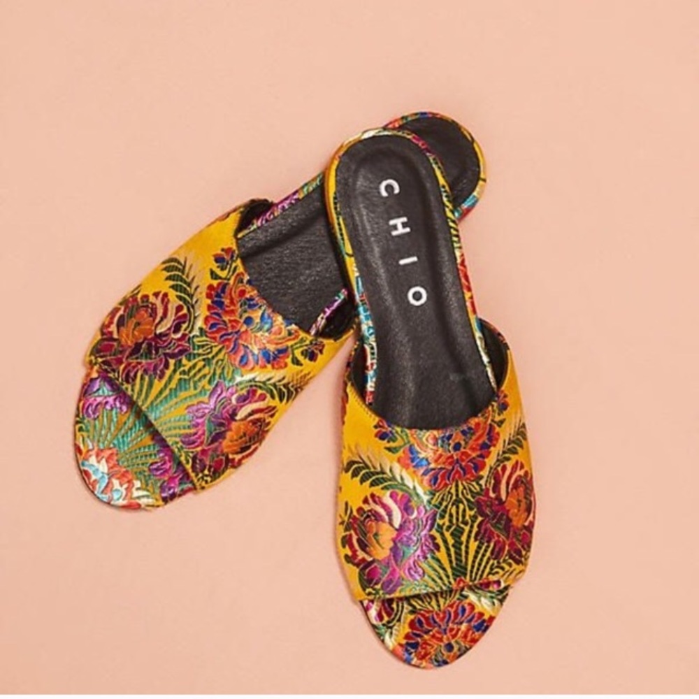 $160 Chio Brocade Slide Sandals